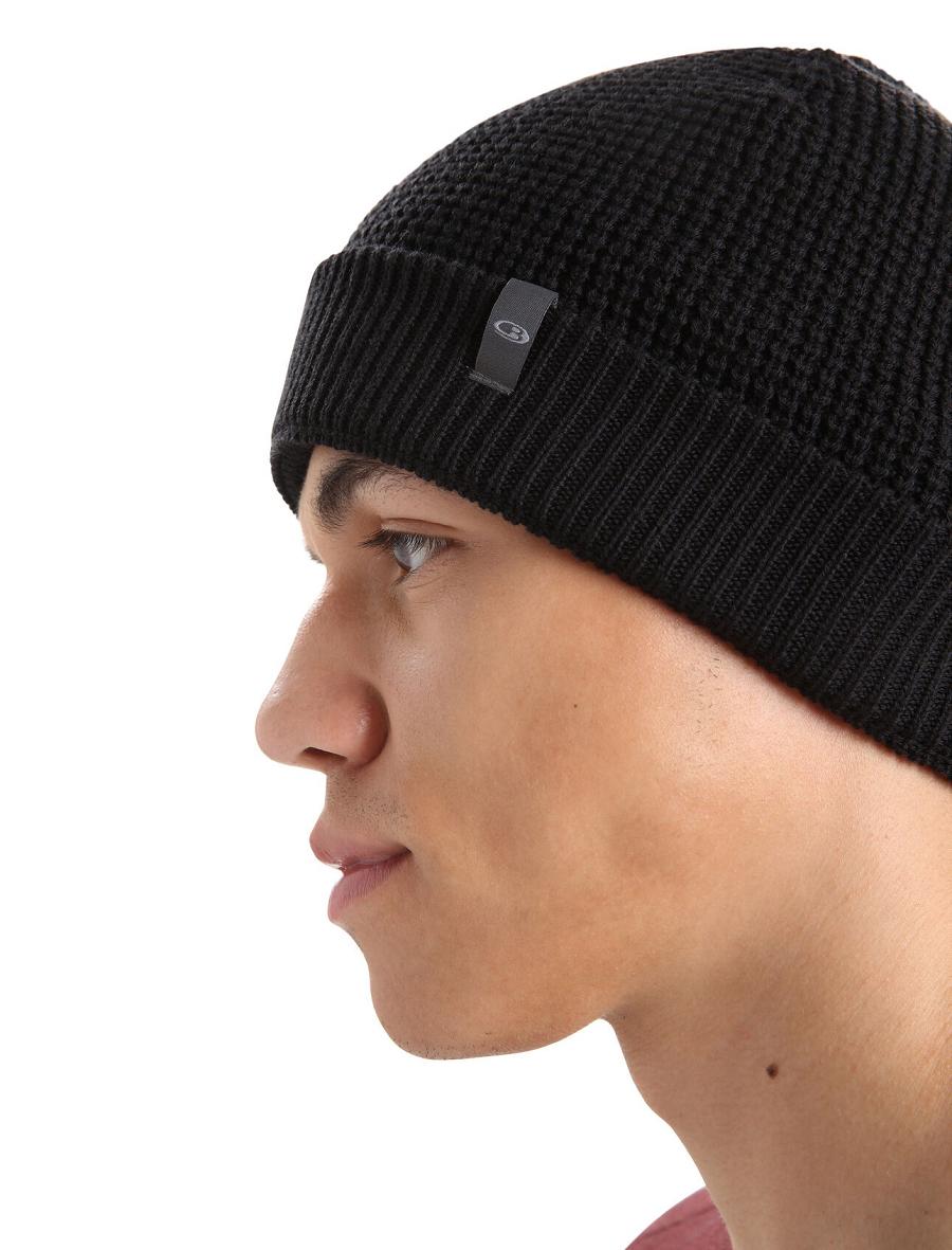 Icebreaker Unisex Merino Feadan Slouch Beanie Férfi Kalap Fekete | HU 1094FDNM